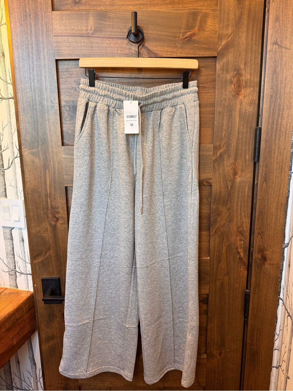 Everyday Wide-Leg Drawstring Pants - Light Gray - Picture 4 of 5